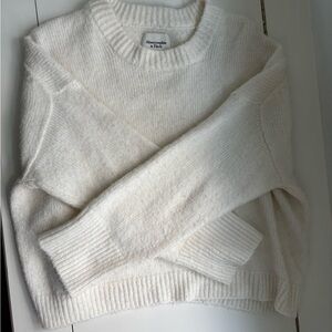 Abercrombie & Fitch Cream Crew Neck Sweater with Ribbed Detailing